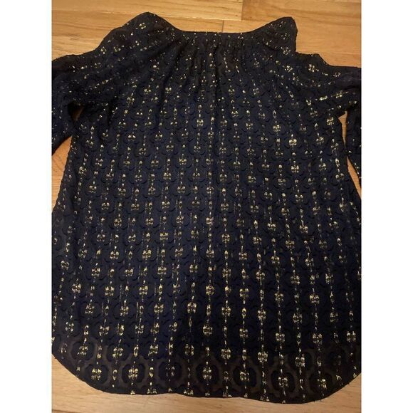 J. Crew, women's black sparkly sheer long sleeve silk blend blouse size 2 - Picture 6 of 10